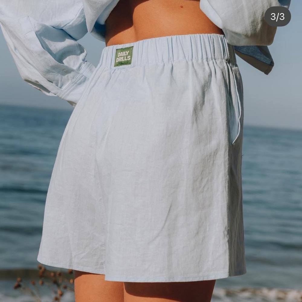 Daily Drills Linen Shorts - Pacific